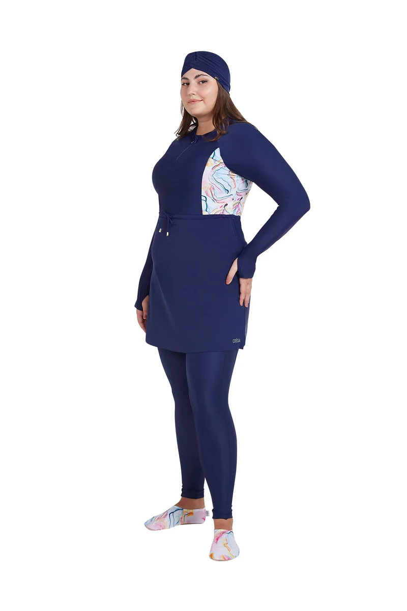 COEGA SUNWEAR  COEGA  Ladies Ladies Modest 2pc Swim Set Skirted - Blue Pink Marble for Women | Best Price UAE